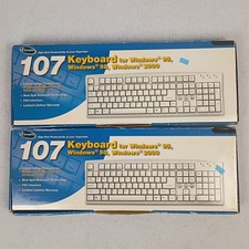 Lot of 2 Vintage iConcepts 107 Keyboards PS/2 Windows 95 98 2000 Retro NOS New picture