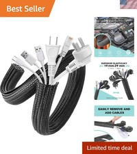 Cable Management Sleeve, 2 Pack 5ft - 1.2 inch Cord Hider, Black picture
