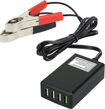 DC Converter with Battery Clip 12V 24V to 5V Step Down 4-Port USB Power Adapter picture