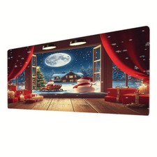 Holiday Winter Theme Mouse Pad with Snowman, Santa Claus, and Christmas Tree D picture