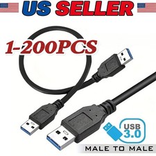 USB 3.0 A Male to A Male Cable Data Transfer Super Speed Power Charger Metal Lot picture