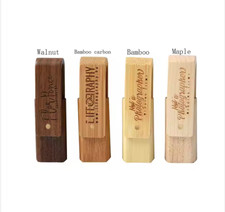 Custom Logo wooden rotation Flash Drives 32GB 64GB 128GB Pen Drive Memory Stick picture