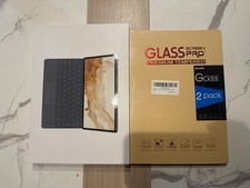 Samsung Galaxy Tab 12.4 Keyboard Case Trackpad + SPARIN Glass 2-Pack NEW picture