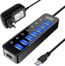 Atolla 7 Port Usb 3.0 Hub With Smart Charging Individual Switches And Adapter picture