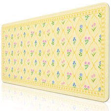 Floral Aesthetic Yellow Mouse Pad Large 35.4x15.7 Inch Flower Girly Desk Mat picture
