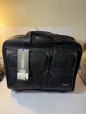 Solo New York Leather Rolling Brief Bag + Strap Holds 15.4