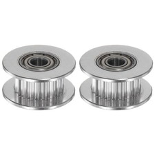 2pcs 2GT Idler Pulley 20 Teeth 4mm Bore 18mm Dia. 6mm Width Belt, Silver Tone picture