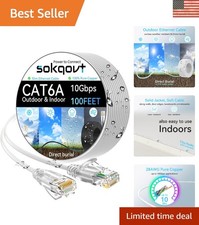 Durable Cat6a Ethernet Cable - 100ft Slim Design for Indoor/Outdoor Reliability picture