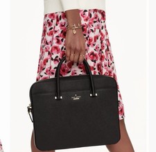 Kate Spade New York Black Leather Briefcase Bag for 13 inch Laptop picture