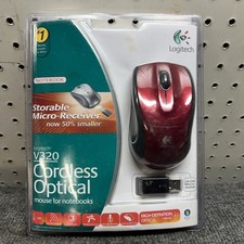 Logitech V320 red cordless optical mouse for notebooks new sealed ergonomic picture