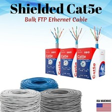 SHIELDED CAT5e 1000ft FTP Bulk Ethernet Cable Solid Network Wire RJ45 LAN 24 AWG picture