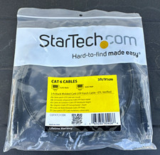 StarTech.com Cat6 RJ45 Ethernet Patch Cable 3 ft Black Round C6PATCH3BK picture