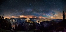 Landscape yosemite national park starry night milky way Custom Gaming Mat Desk picture