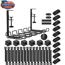 Under Desk Cable Management Tray No Drill Cord Organizer Kit 52 PCS Black New US picture