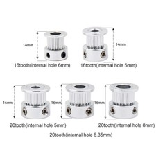 GT2 Timing Belt Pulley 16 / 20 Tooth 5/6/6.35/8mm Bore picture