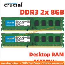 CRUCIAL DDR3 1600MHz 16GB (2x 8GB) PC3-12800 Desktop 240pin DIMM Memory RAM 16G picture