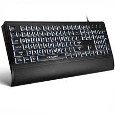 Large Print Backlit Keyboard for Seniors,Visually Impaired-High Contrast Black picture