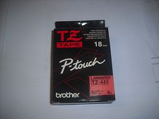 BROTHER TZ 441 BLACK ON RED TAPE 18MM 8M BILLABLE  picture