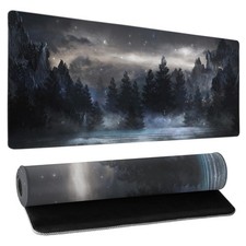 Forest Extra Large Black Gaming Mouse Pad Non-Slip Rubber Giant Mountain Mous... picture