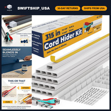 Cord Hider Kit - 315in Paintable White Raceway, Wall-Mounted Cable Concealer, Wi picture