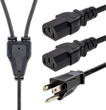 Startech PXT101Y10 10' NEMA 5-15P to 2x C13 Power Cord Y Splitter Cable - NEW picture