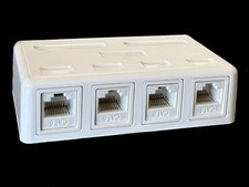 4 Port CAT6 RJ45 Network Ethernet Wall Surface Mount Box w/4 Keystone Jack White picture