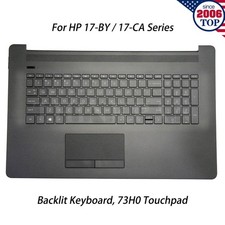 New HP 17-BY 17-CA Palmrest Backlit Keyboard 73H0 Touchpad L48409-001 Black US picture