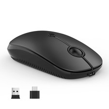 Type C Wireless Mouse，USB C Rechargeable Portable Quiet Laptop Mouse USB and ... picture