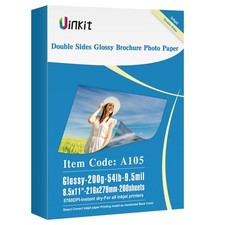 Double Sided Glossy Photo Paper - 200 Sheets Uinkit 8.5x11 Inches 9.5Mil 200Gsm picture