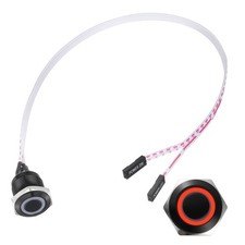 Chassis Metal Button 16mm Ring Red LED Power Button 30cm Wire Black picture