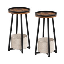 HOOBRO Small Round Side Tables, Set of 2, 2-Tier Round Sofa End Tab... Fast Ship picture