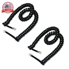 2-Pack 6P6C RJ12 Coiled Telephone Cord, 1.6 ft (Unstretched) Male to Male Phone picture
