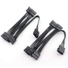 IDE To SATA Power Cable Large 4 Pin To 15 Pin Adapter 18AWG Splitter 2 PCS picture