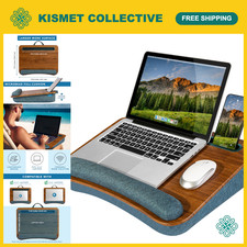 Portable Laptop Lap Desk - Espresso Woodgrain, Fits 15.6