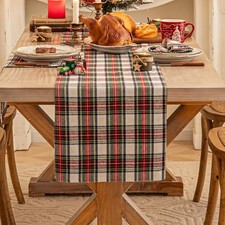 Christmas Table Runner, Winter Holiday Table Runners 72 Red White Plaid 13x72
