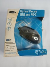 Belkin Optical Mouse USB/PS2 6 ft cord New in Box F8E814 Black Vintage Computer picture