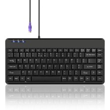 Perixx PERIBOARD-409P Mini PS/2 Keyboard Black US English 87-Key Wired picture