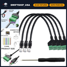 4Pcs 1ft RJ45 Male to 8Pin Screw Terminal Adapter Cable - Ethernet Extender Conn picture