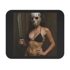 Hot Bikini Woman as Jason Voorhees Mouse Pad Horror Pinup Friday the 13th Custom picture