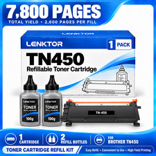 TN450 Compatible Toner With 2 Bottles 1PK BK for HL-2270DW HL-2275DW HL-2280DW picture