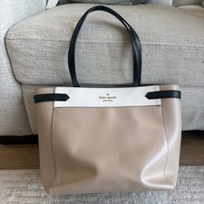 Kate Spade Staci Colorblock Laptop Tote Pink Black Saffiano Leather WKRU7098 picture
