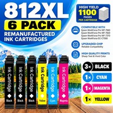 812X Ink 6-Pack for Epson WF-7840 7820 7310 EC-C7000 3-BK C M Y picture