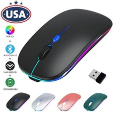 Wireless Bluetooth 5.1 Dual Mode Mouse LED Rechargeable Mice for Computer Laptop picture