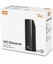 WD Elements 14TB External Hard Drive HDD Black USB 3.0 Box Opened Never Used picture