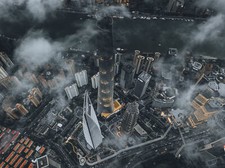 Landscape architecture cityscape shanghai clouds Custom Gaming Mat Desk picture