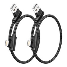 iPhone Charger 1ft MFi Certified Short 90 Degree Lightning 1 foot, Black picture