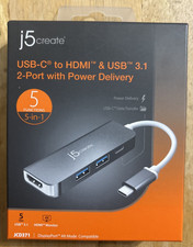 j5create USB-C to HDMI & USB 3.1 2-Port w/ Power Delivery (JCD371-BA).. FREE S&H picture