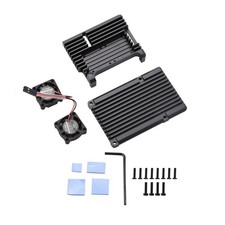 Metal Black Case Shell Box W/ Dual Fan Heatsink For Raspberry Pi 4 Model B 4B] picture