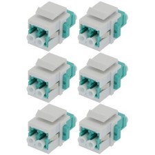 6x LC/UPC OM3 Duplex Multi Mode Fiber Optical Coupler Keystone Jack Snap-in Aqua picture