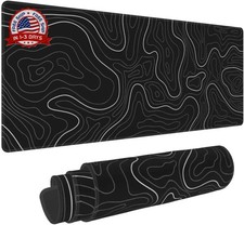 Abstract Topographic Map Black Mouse Pad Big Gaming Mouse Pad XXL Mousepad Large picture